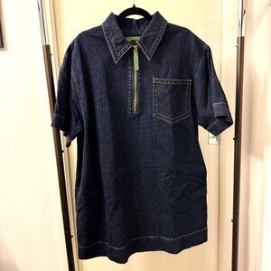 MARC JACOBS Indigo Dark Denim Oversized Mini Dress - size L / XL